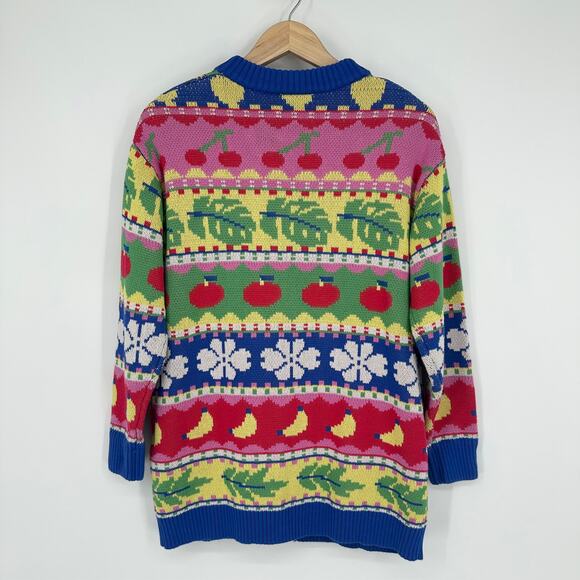 FARM RIO Sweet Orchard Chunky Knit Cardigan Cozy Oversized Fruit Floral Sweater - Picture 10 of 16